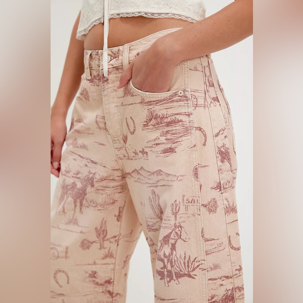 We The Free Good Luck Printed Barrel Jeans